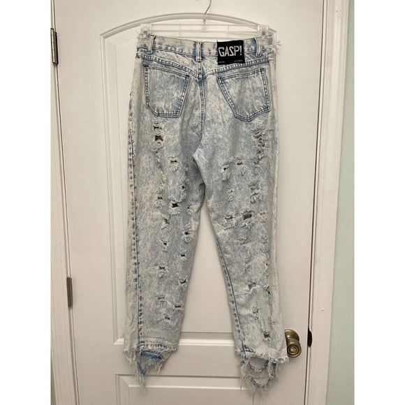 Vintage 80s Gasp Acid Wash Heavily Distressed Jeans High Waist 11/12 READ - Picture 6 of 15